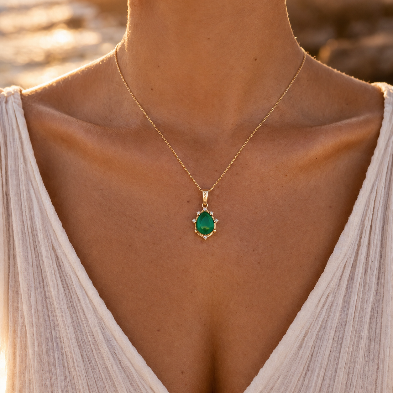 3.67 Ct Oval Emerald 9K Gold Pendant
