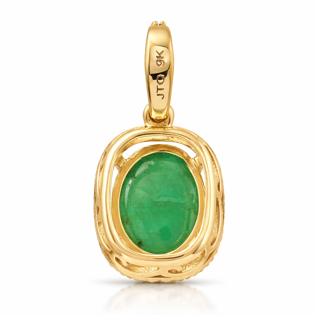 2.23 Ct Oval Emerald 9K Gold Pendant