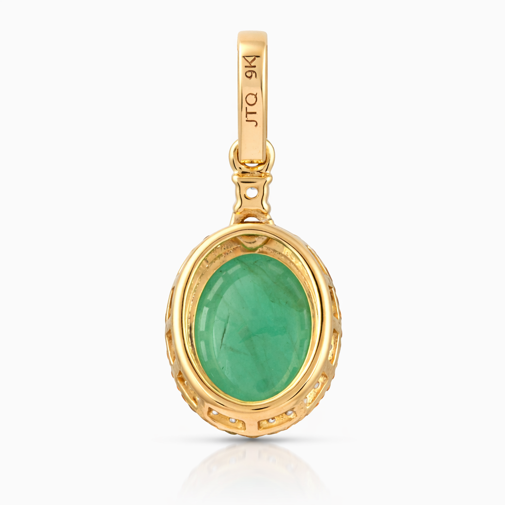 2.37 Ct Oval Emerald 9K Gold Pendant