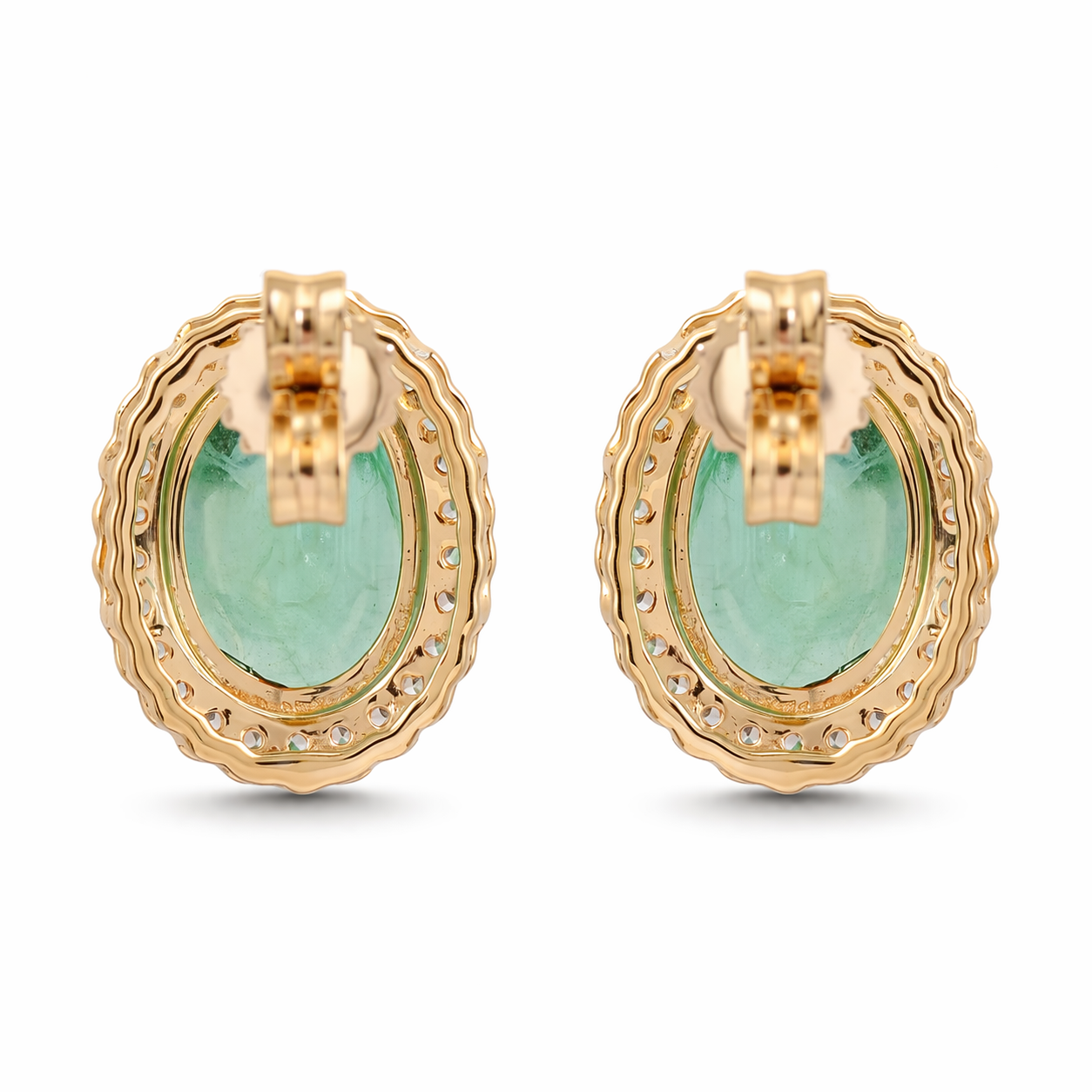 2.92 Ct Oval Emerald 9K Gold Earrings