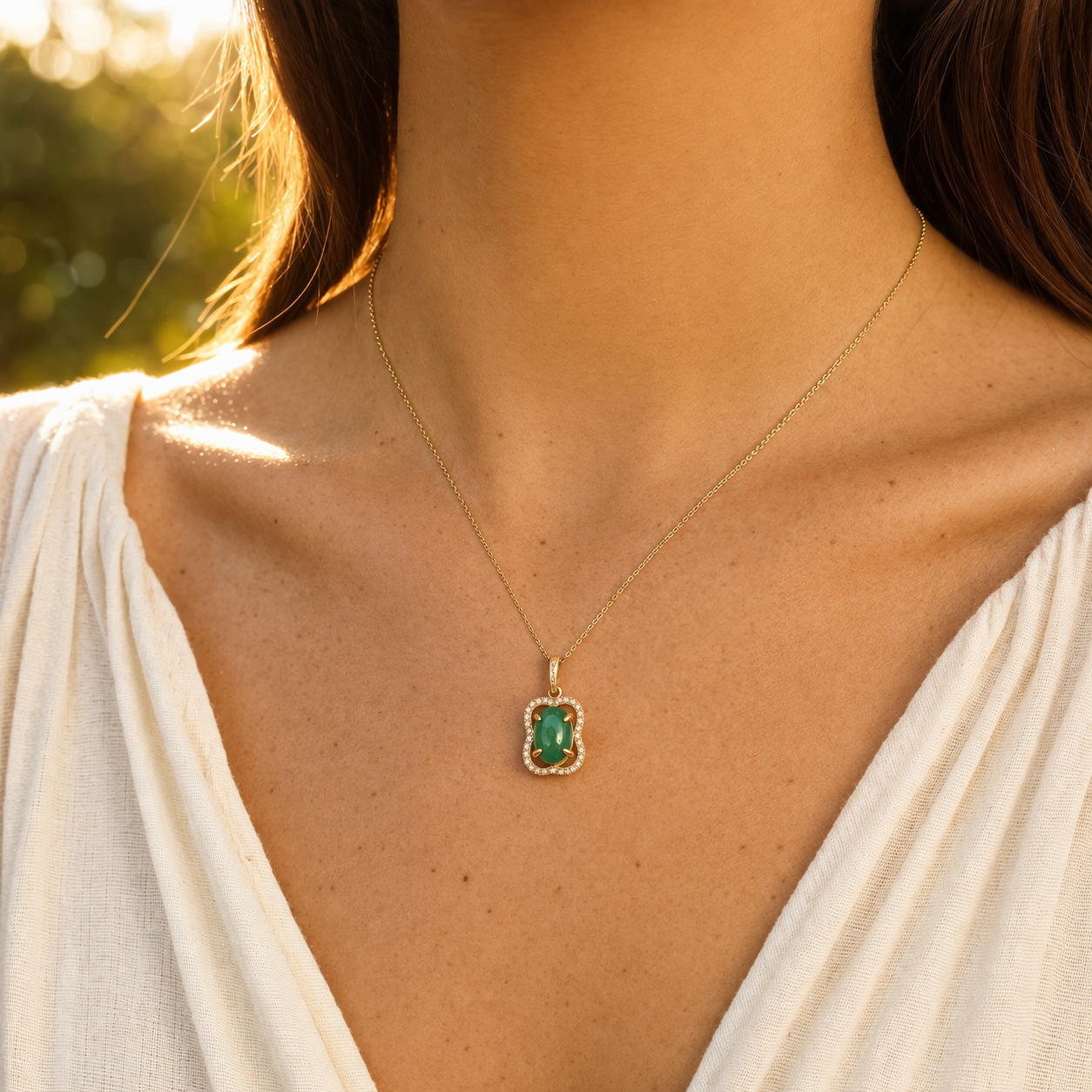 2.44 Ct Oval Emerald 9K Gold Pendant