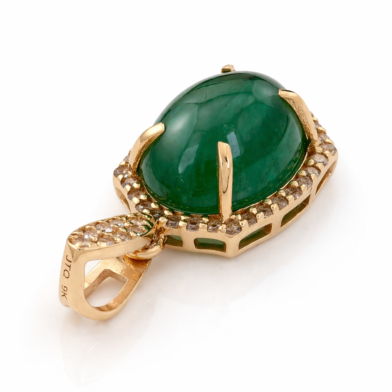 3.32 Ct Oval Emerald 9K Gold Pendant