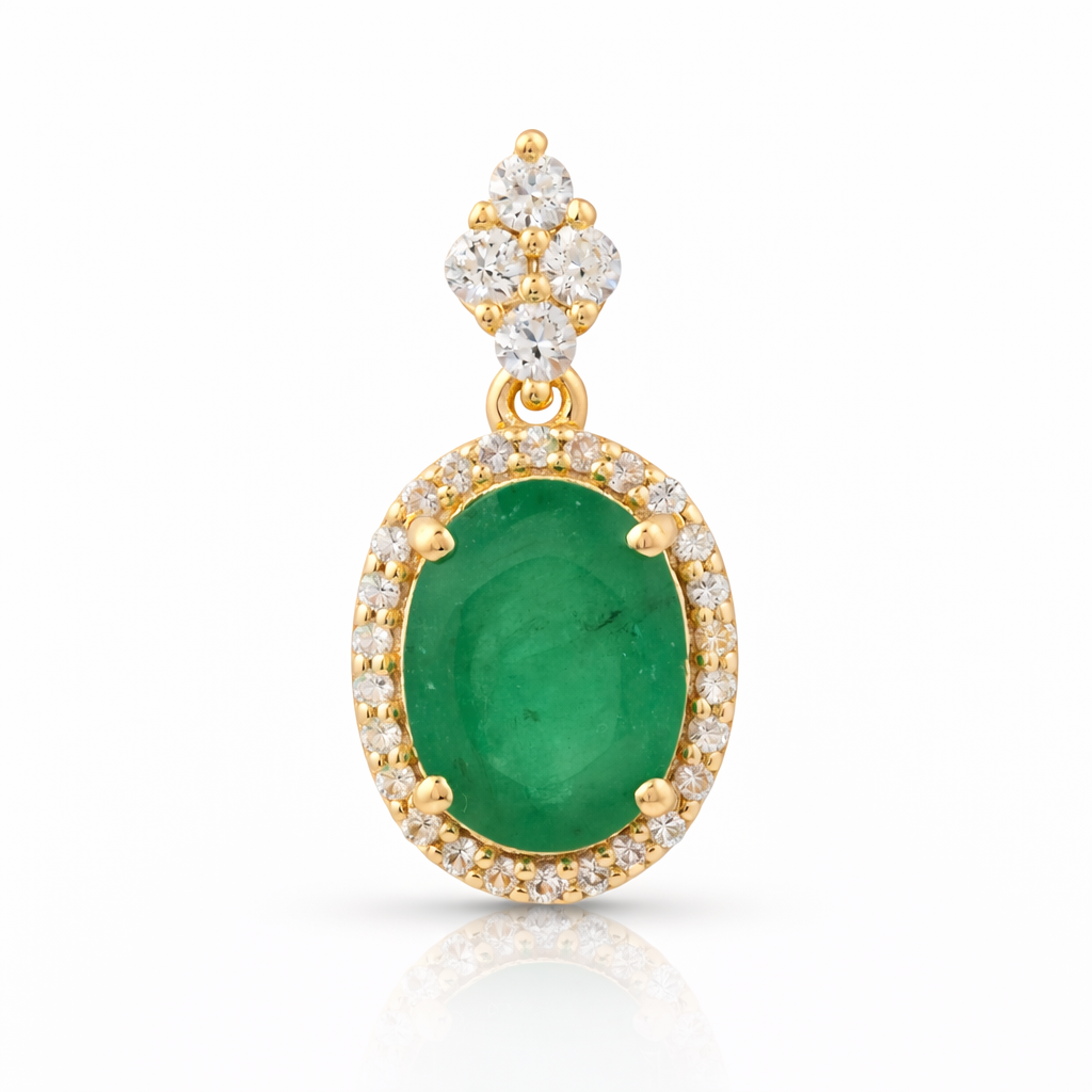 1.65 Ct Oval Emerald 9K Gold Pendant