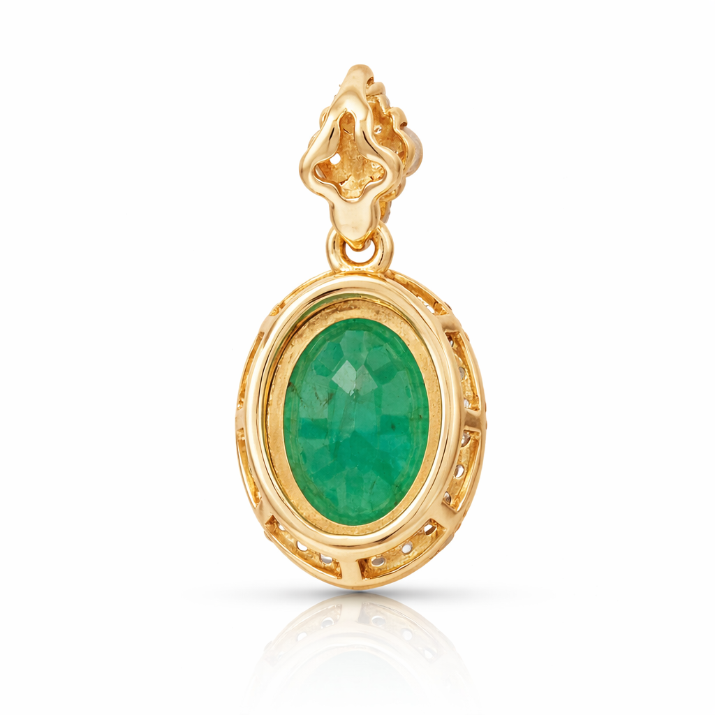 1.65 Ct Oval Emerald 9K Gold Pendant
