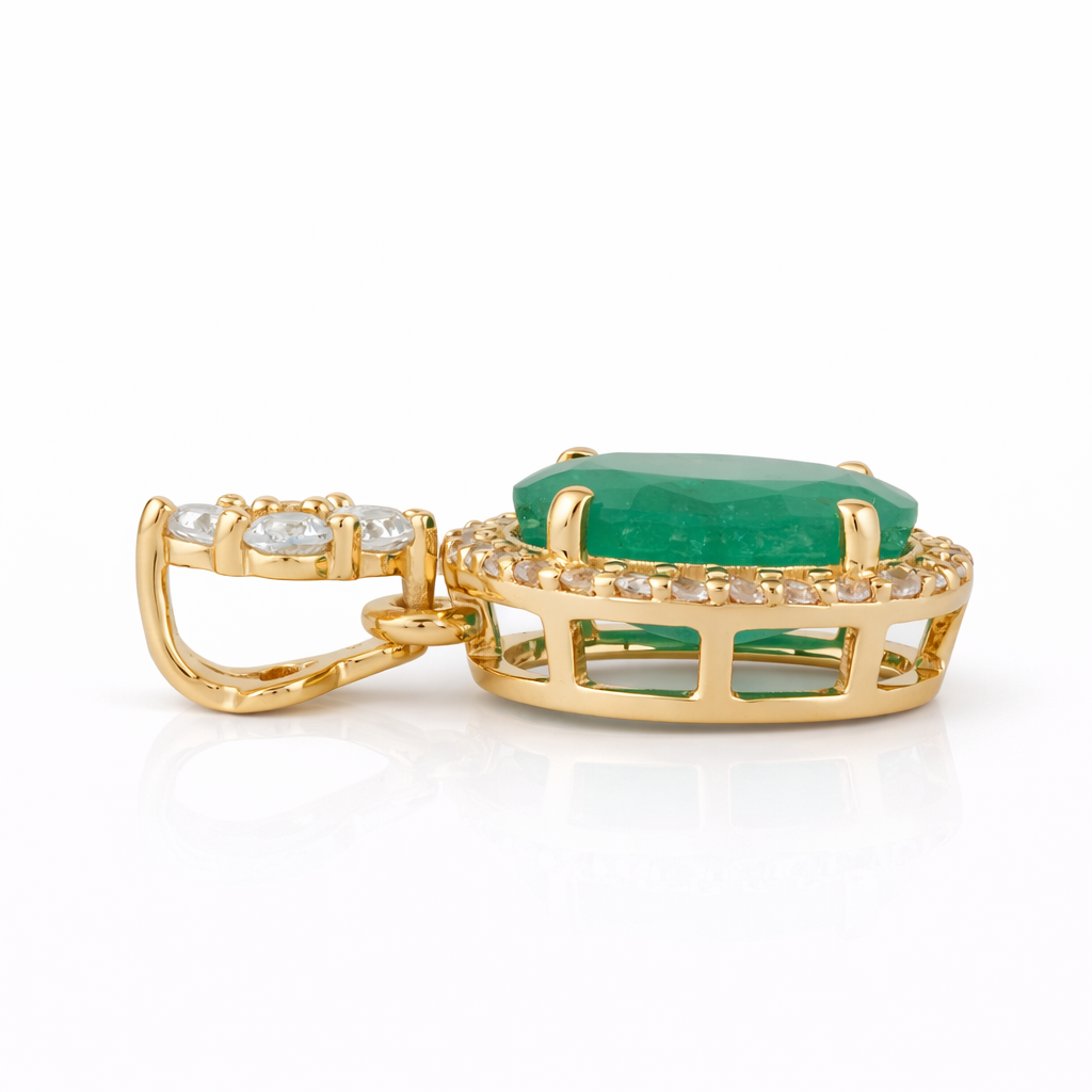 1.65 Ct Oval Emerald 9K Gold Pendant
