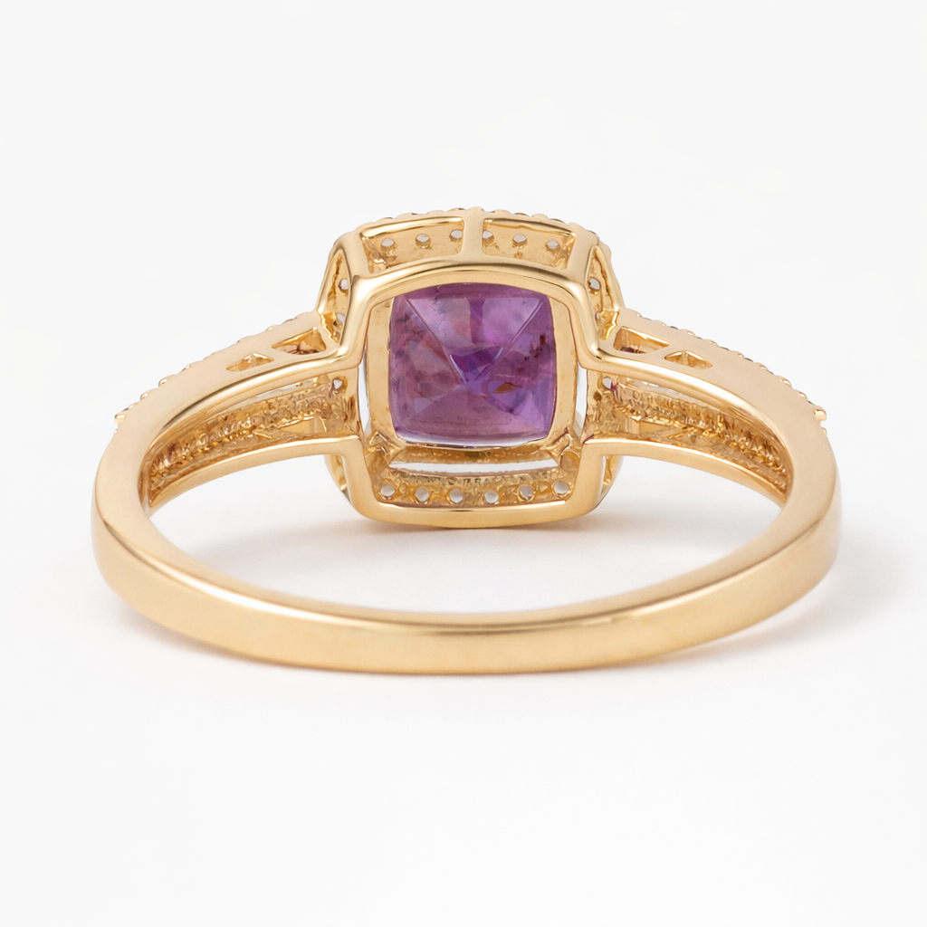2.15 Ct Cushion Fancy Sapphire 9K Gold Ring