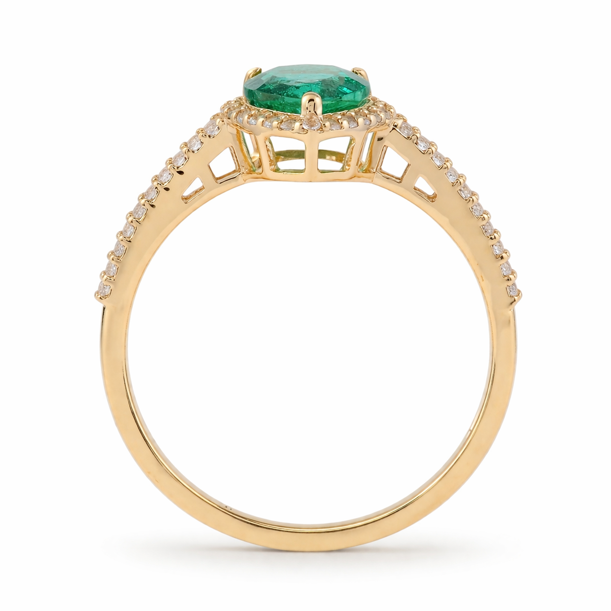 1.33 Ct Pear Emerald 9K Gold Ring
