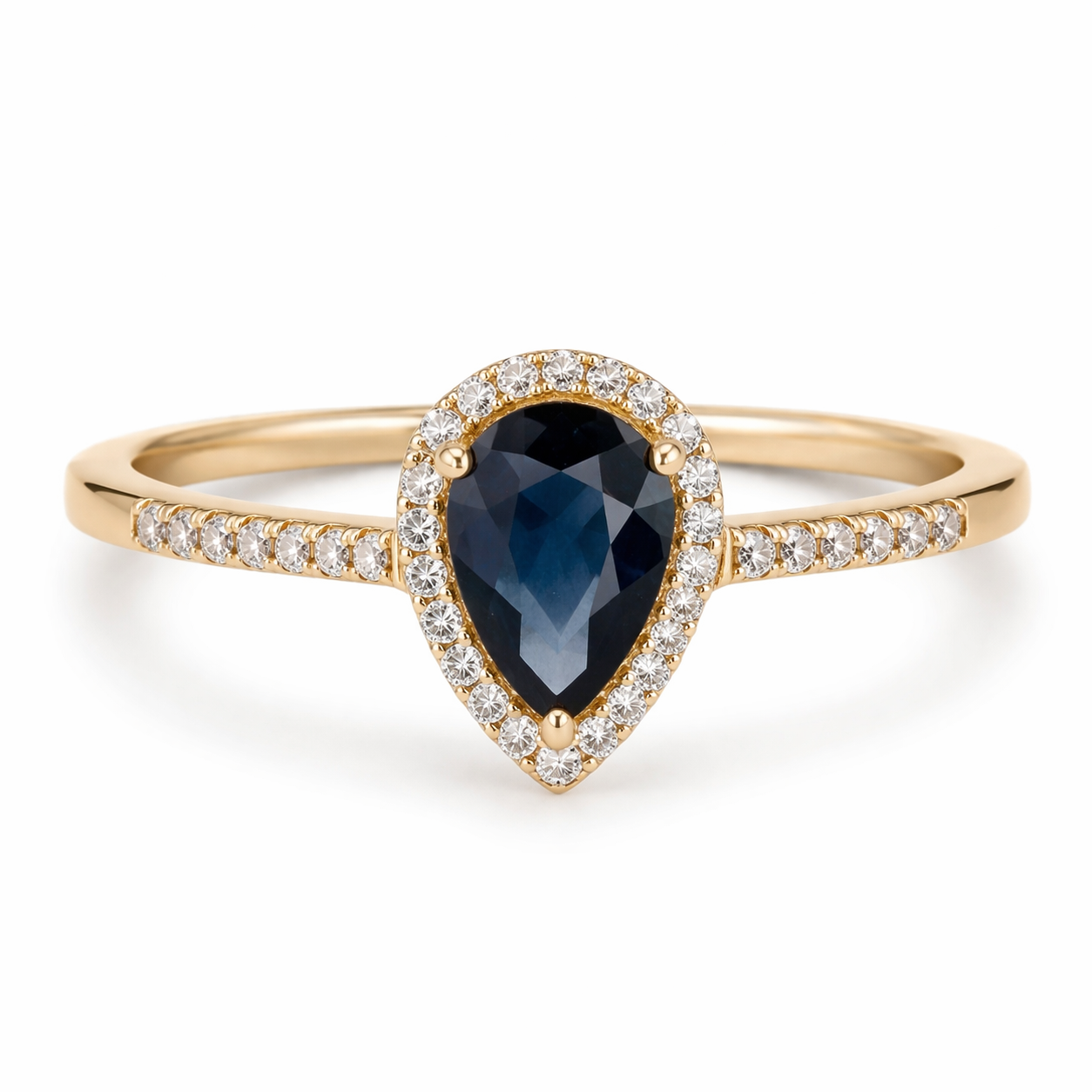 0.68 Ct Pear Sapphire 9K Gold Ring