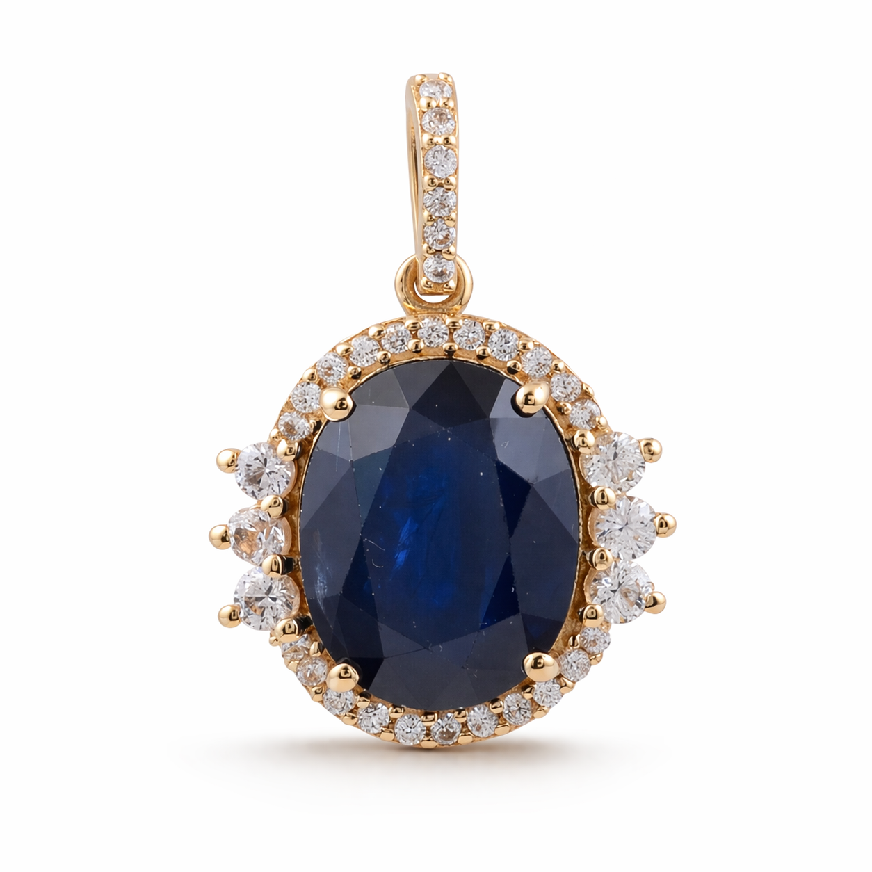 4.31 Ct Oval Sapphire 9K Gold Pendant