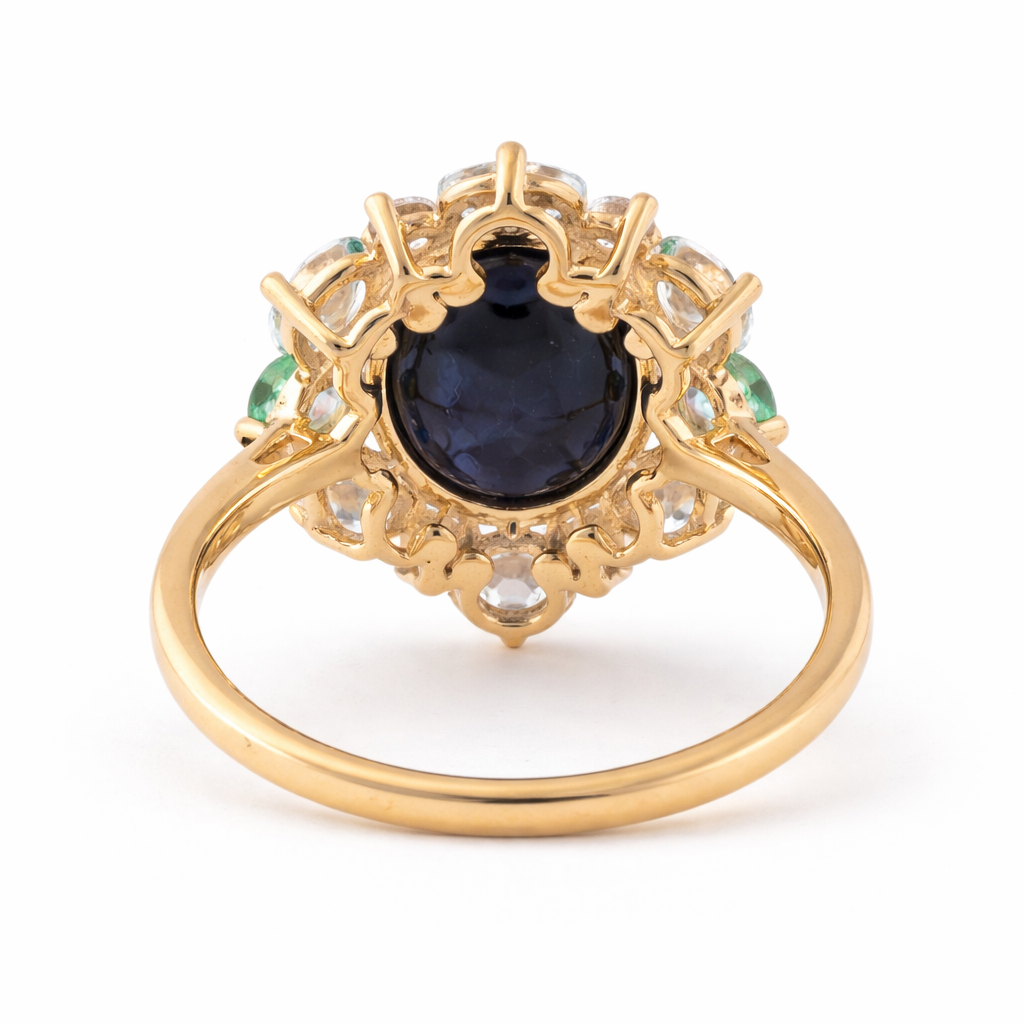 6.81 Ct Oval Sapphire 9K Gold Ring