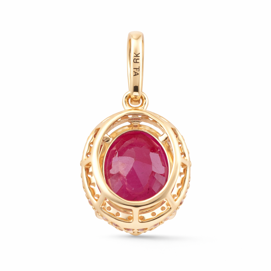 3.72 Ct Oval Ruby 9K Gold Pendant