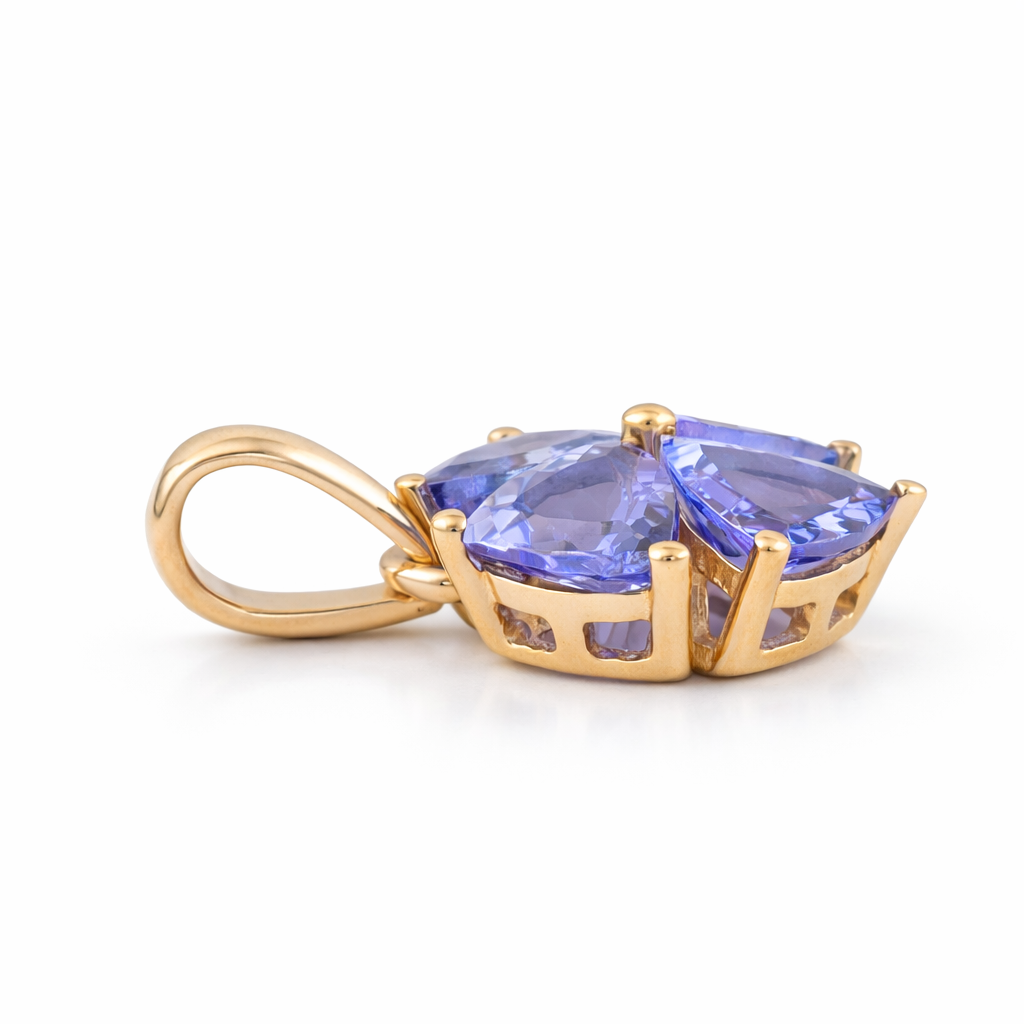 0.88 Ct Trillion Tanzanite 9K Gold Pendant