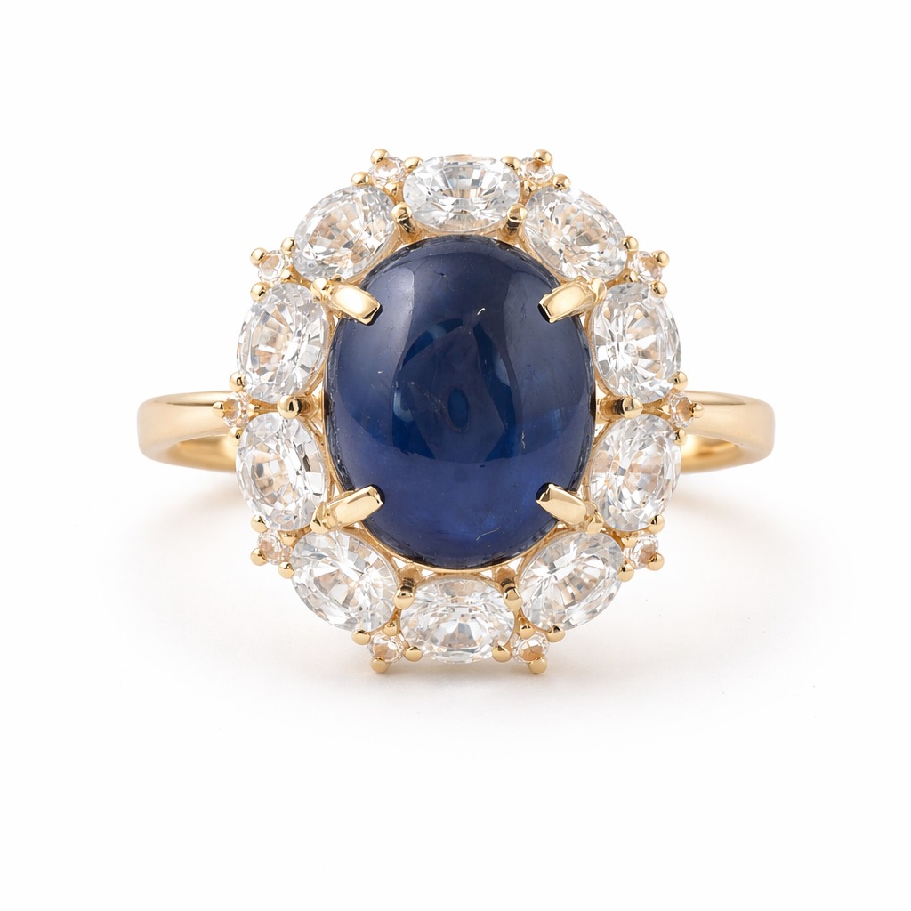 9.68 Ct Oval Sapphire 9K Gold Ring