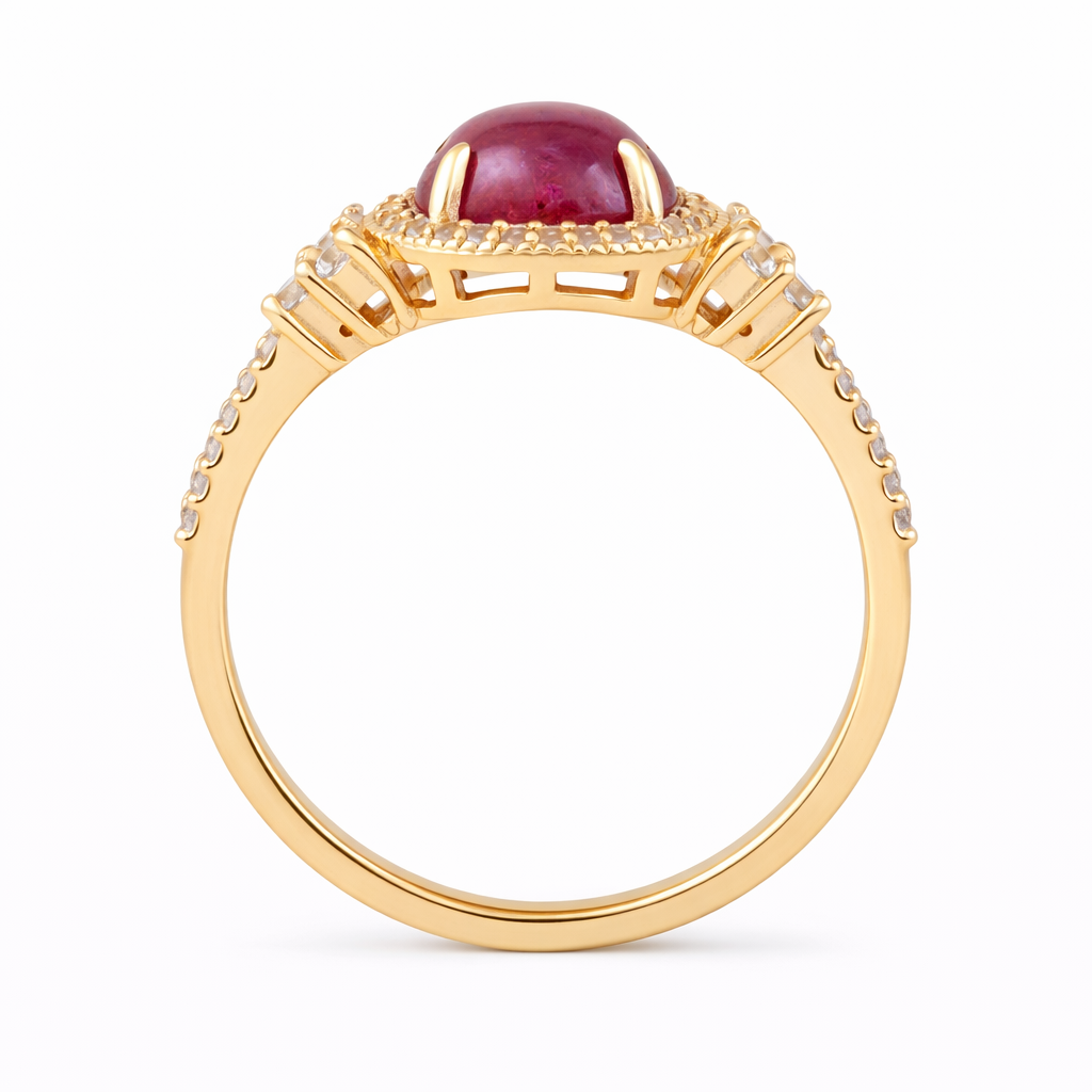 2.96 Ct Round Ruby 9K Gold Ring