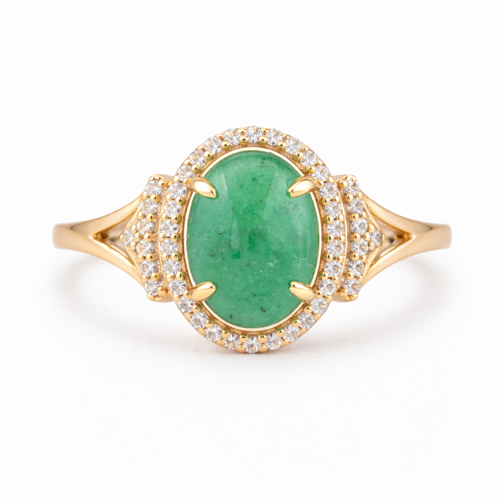 2.31 Ct Oval Emerald 9K Gold Ring