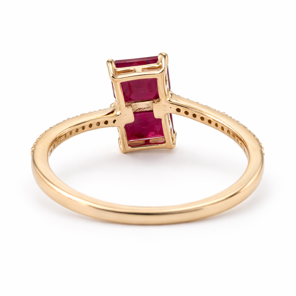 1.35 Ct Octagon Ruby 9K Gold Ring