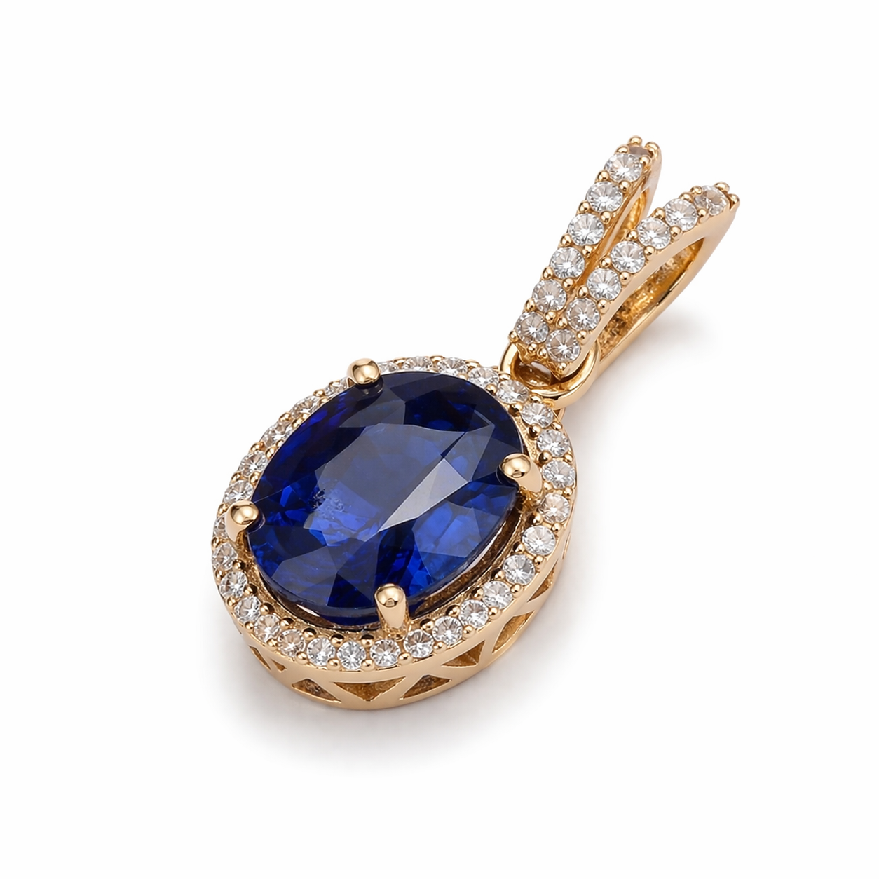 2.26 Ct Oval Sapphire 9K Gold Pendant
