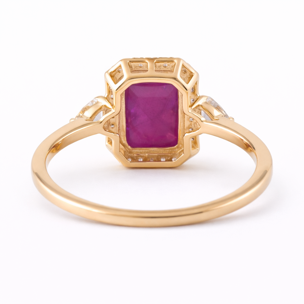 2.94 Ct Octagon Ruby 9K Gold Ring