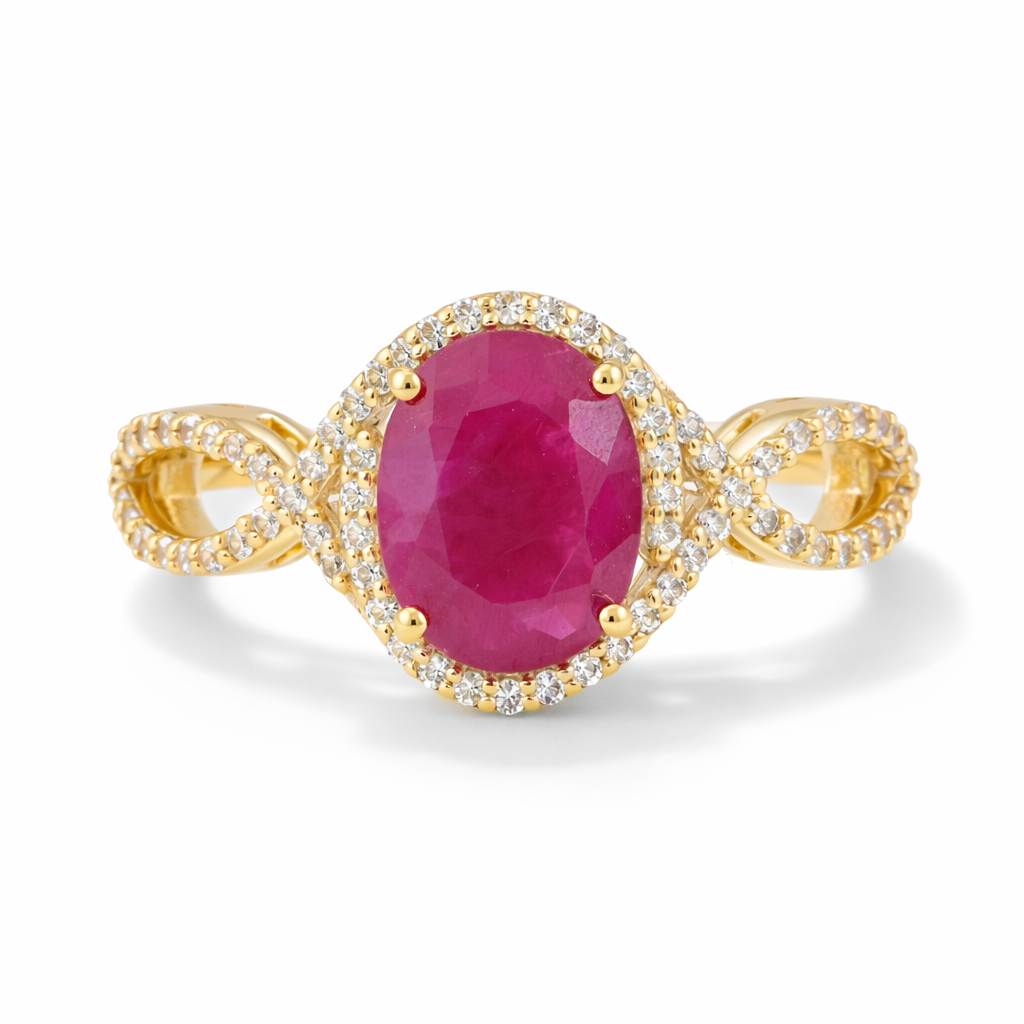 2.25 Ct Oval Ruby 9K Gold Ring