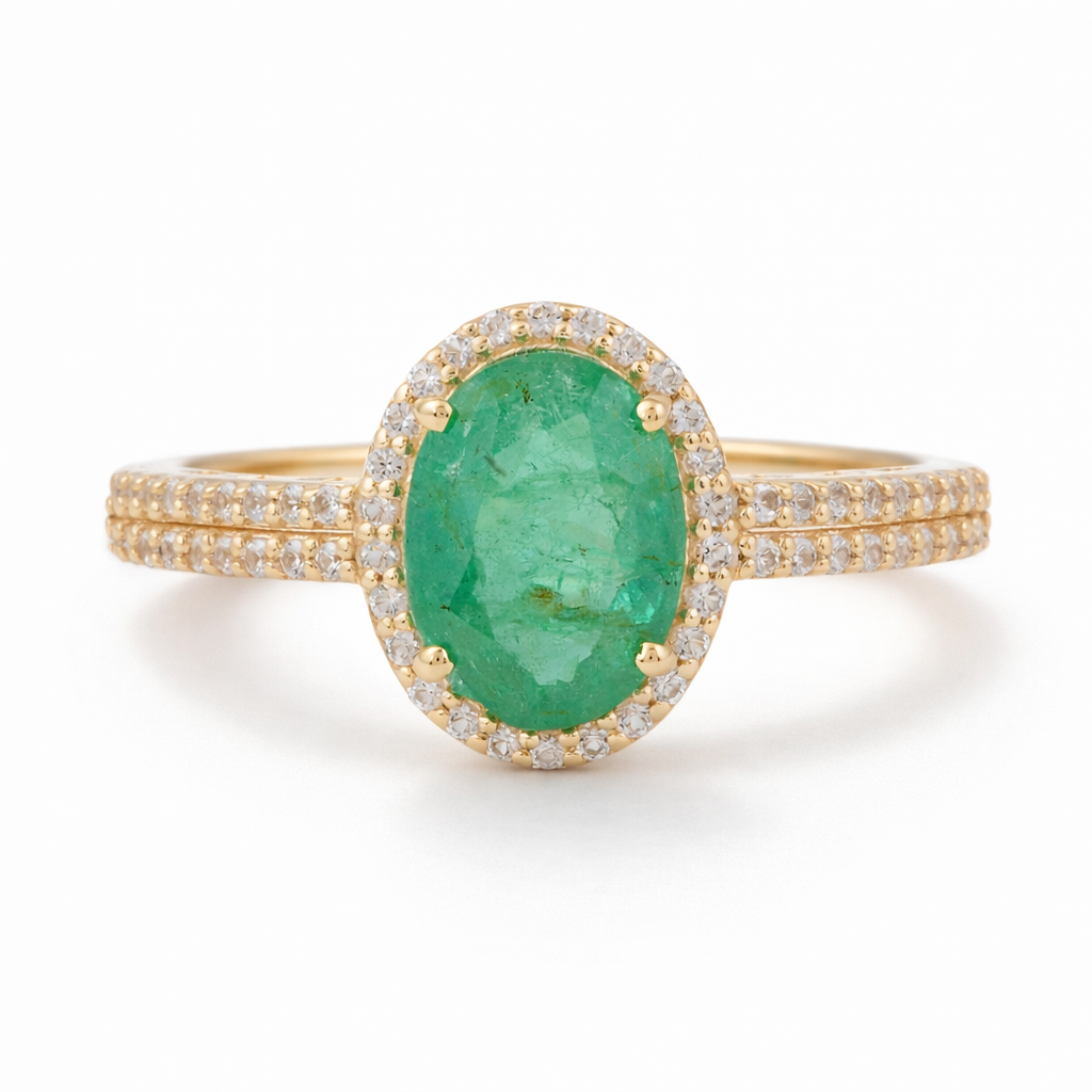 1.54 Ct Oval Emerald 9K Gold Ring