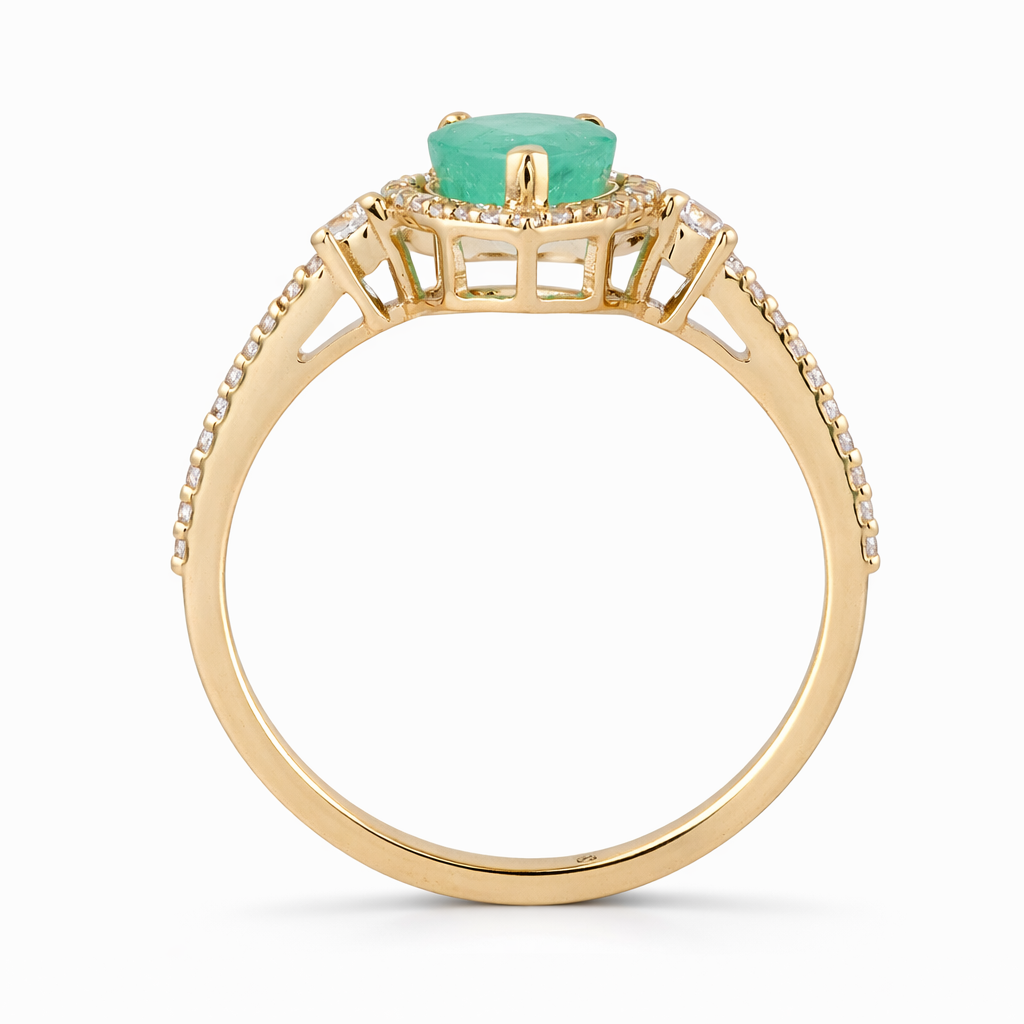 1.49 Ct Pear Emerald 9K Gold Ring