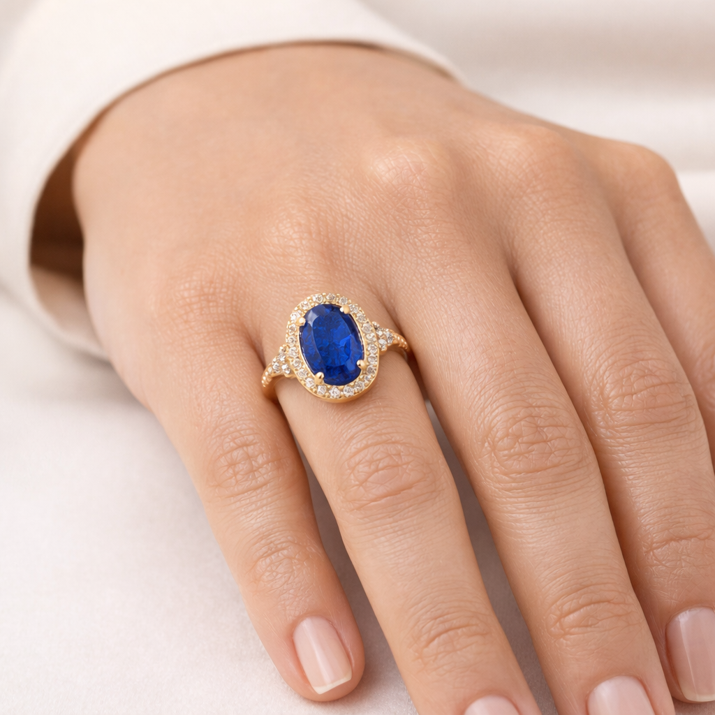 1.80 Ct Oval Sapphire 9K Gold Ring