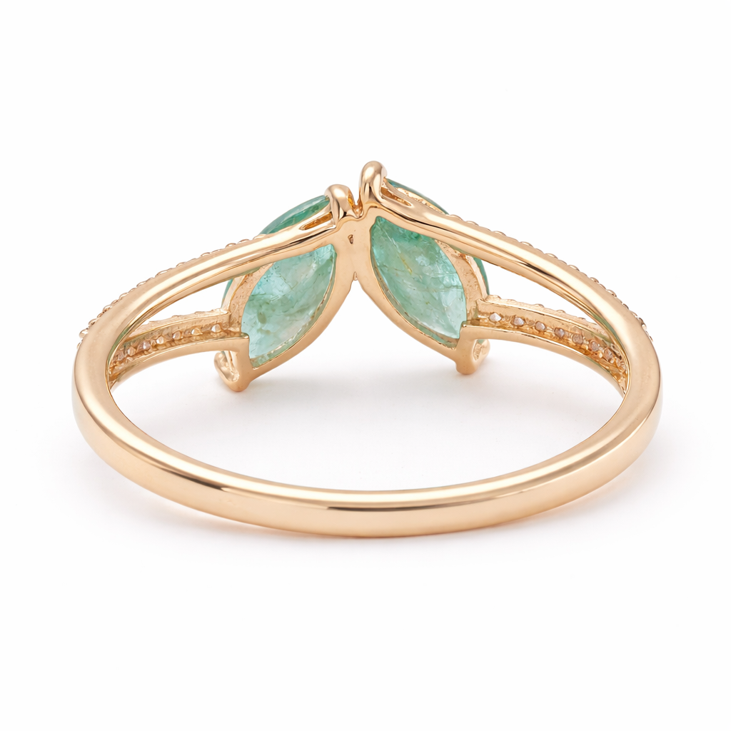 0.89 Ct Marquise Emerald 9K Gold Ring
