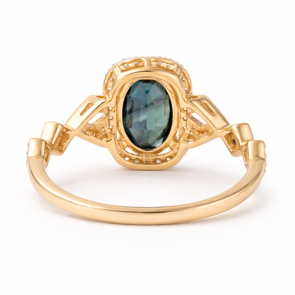 1.21 Ct Oval Blue Sapphire 9K Gold Ring