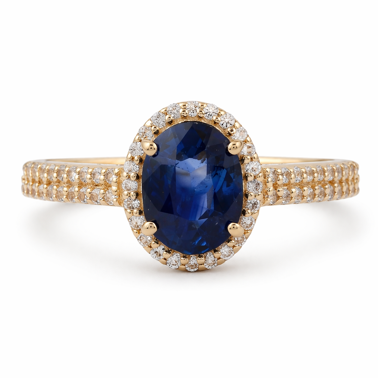 1.59 Ct Oval Sapphire 9K Gold Ring