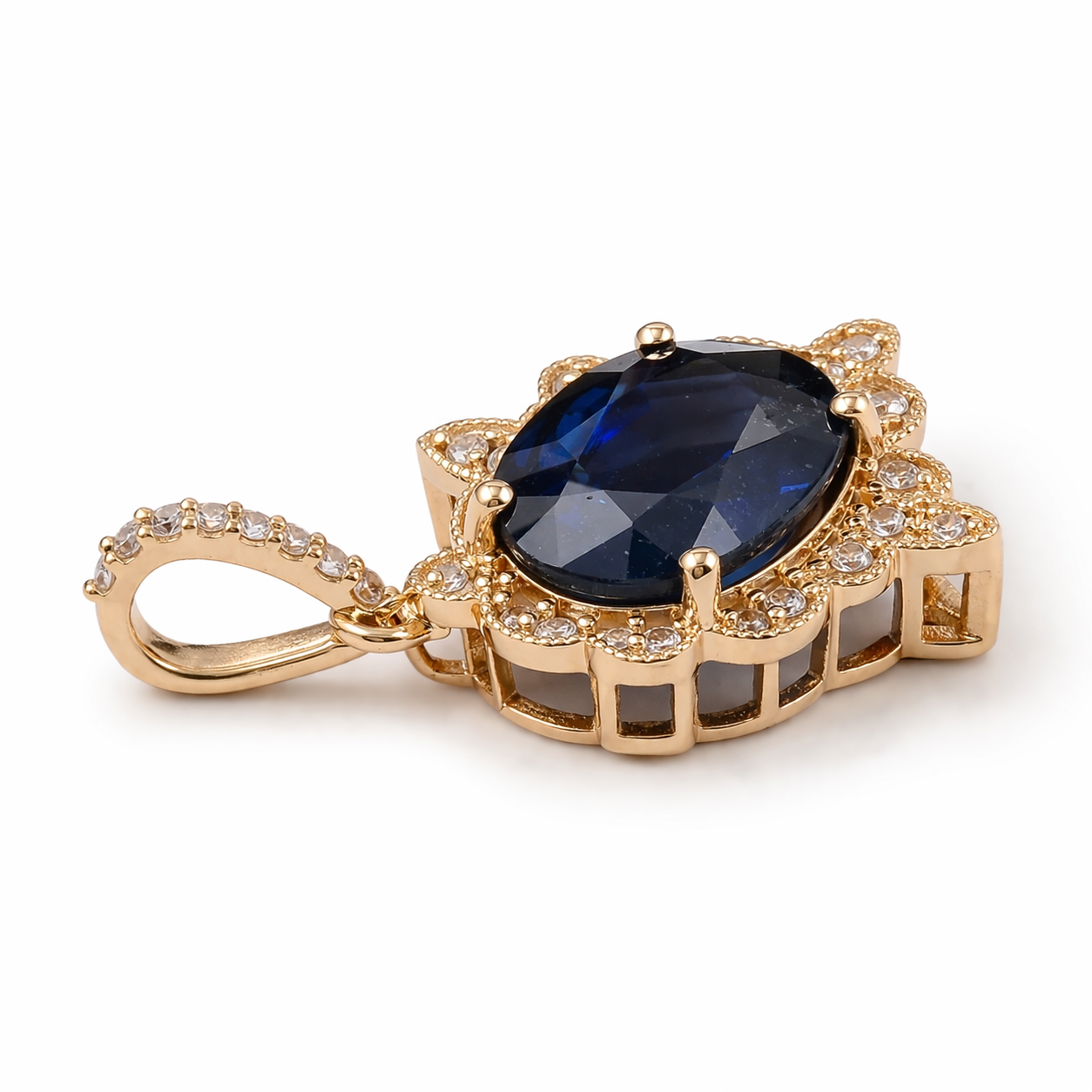 2.48 Ct Oval Sapphire 9K Gold Pendant