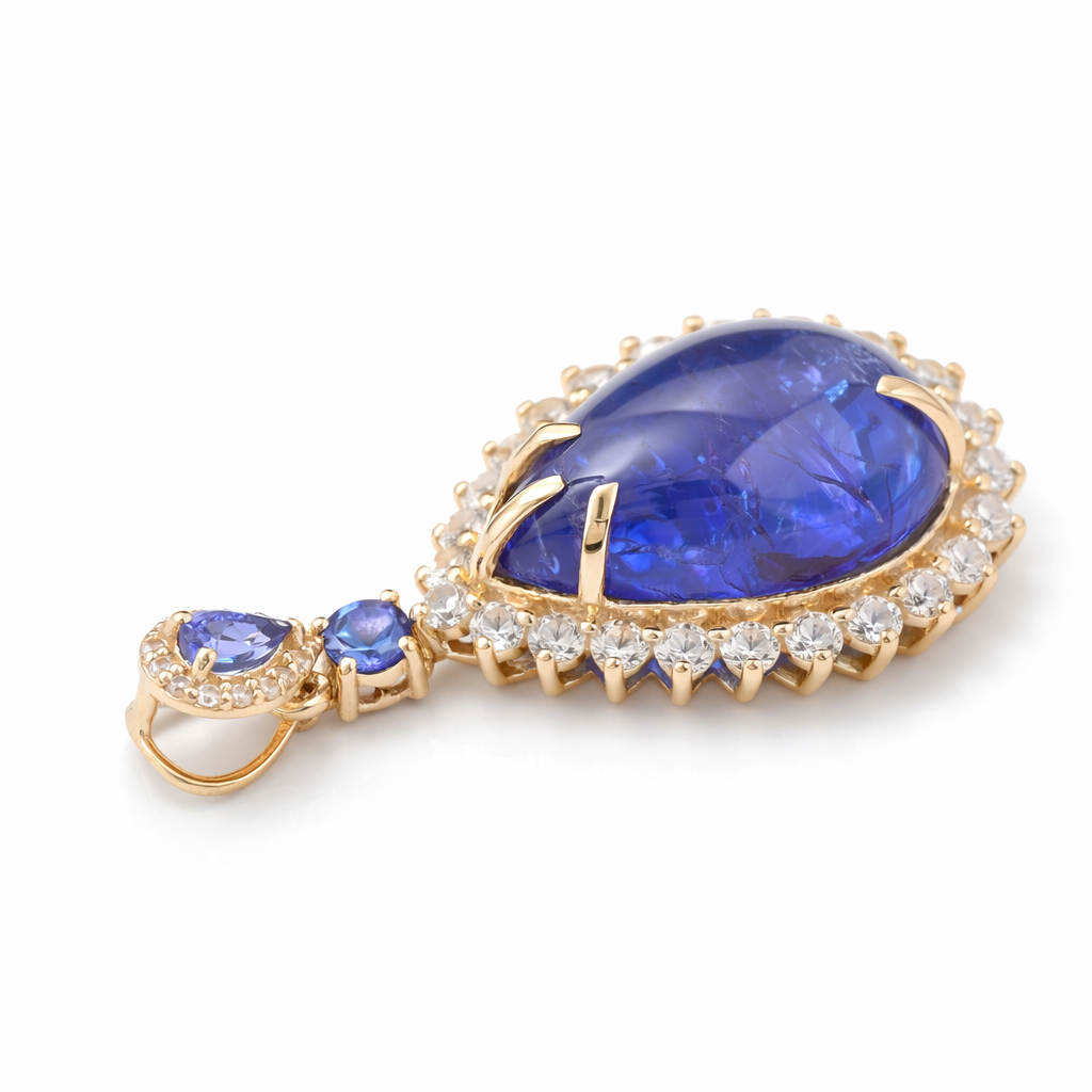 15.28 Ct Pear Tanzanite 9K Gold Pendant