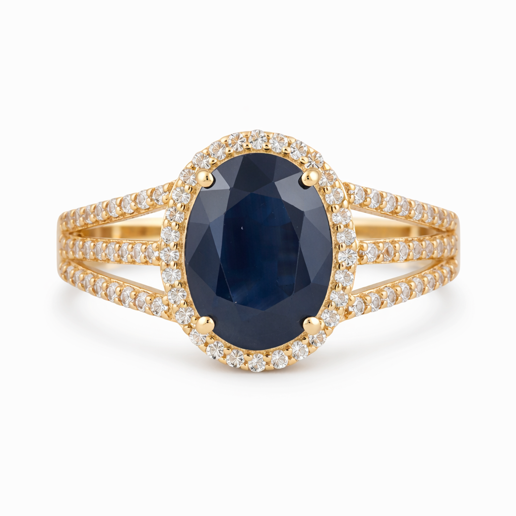 2.68 Ct Oval Sapphire 9K Gold Ring