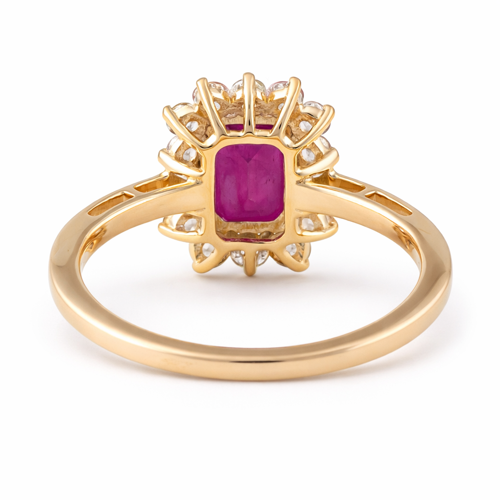 1.93 Ct Octagon Ruby 9K Gold Ring