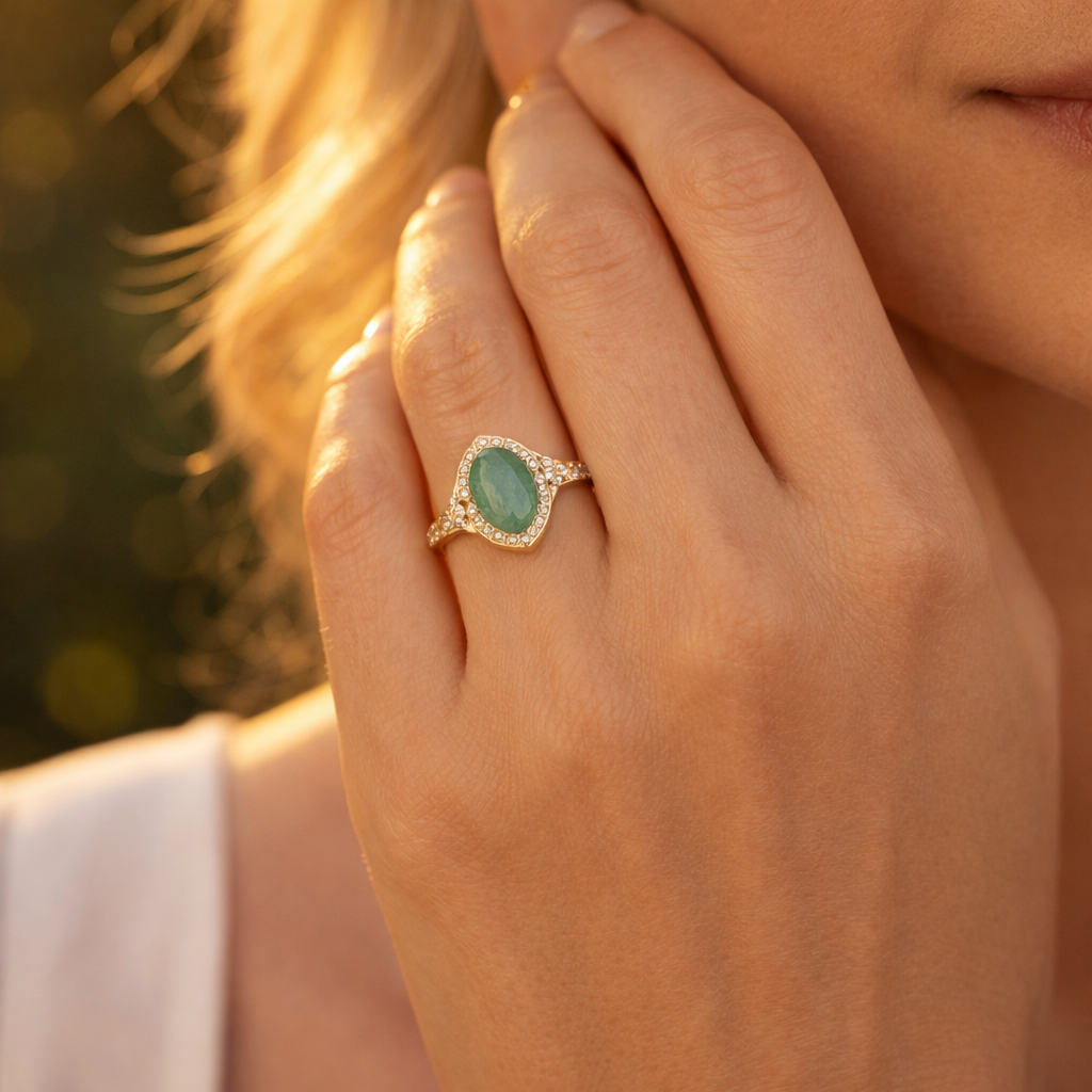 1.50 Ct Oval Emerald 9K Gold Ring