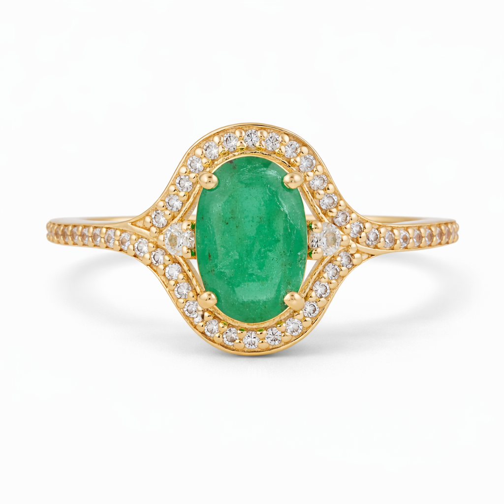 1.50 Ct Oval Emerald 9K Gold Ring