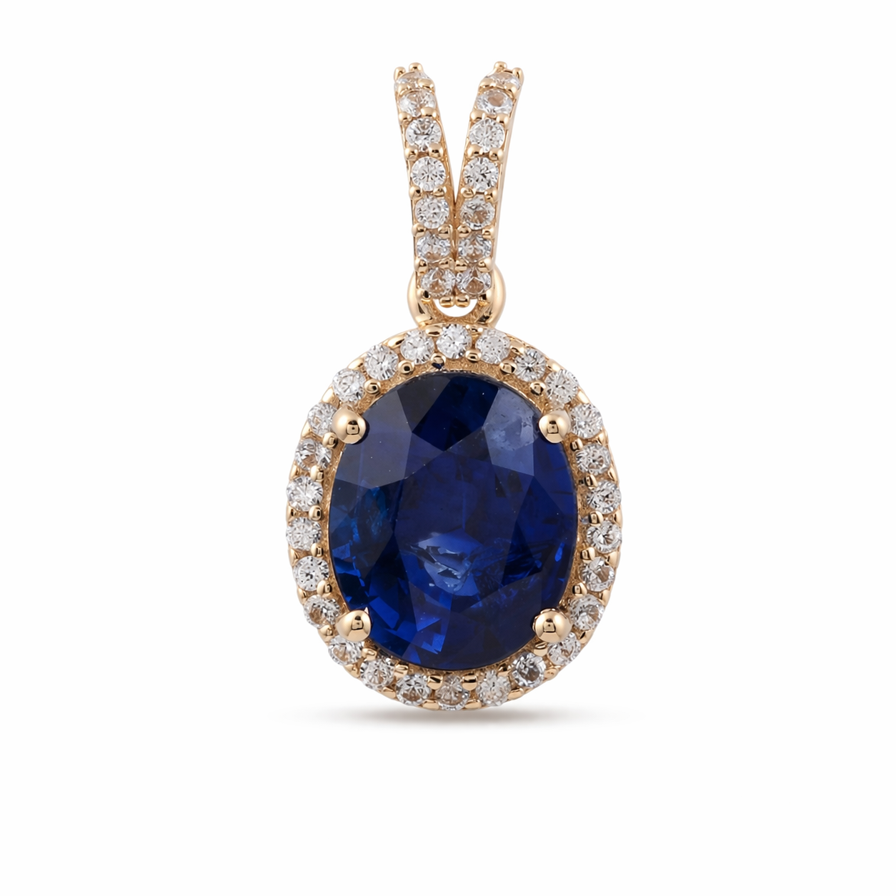 2.26 Ct Oval Sapphire 9K Gold Pendant