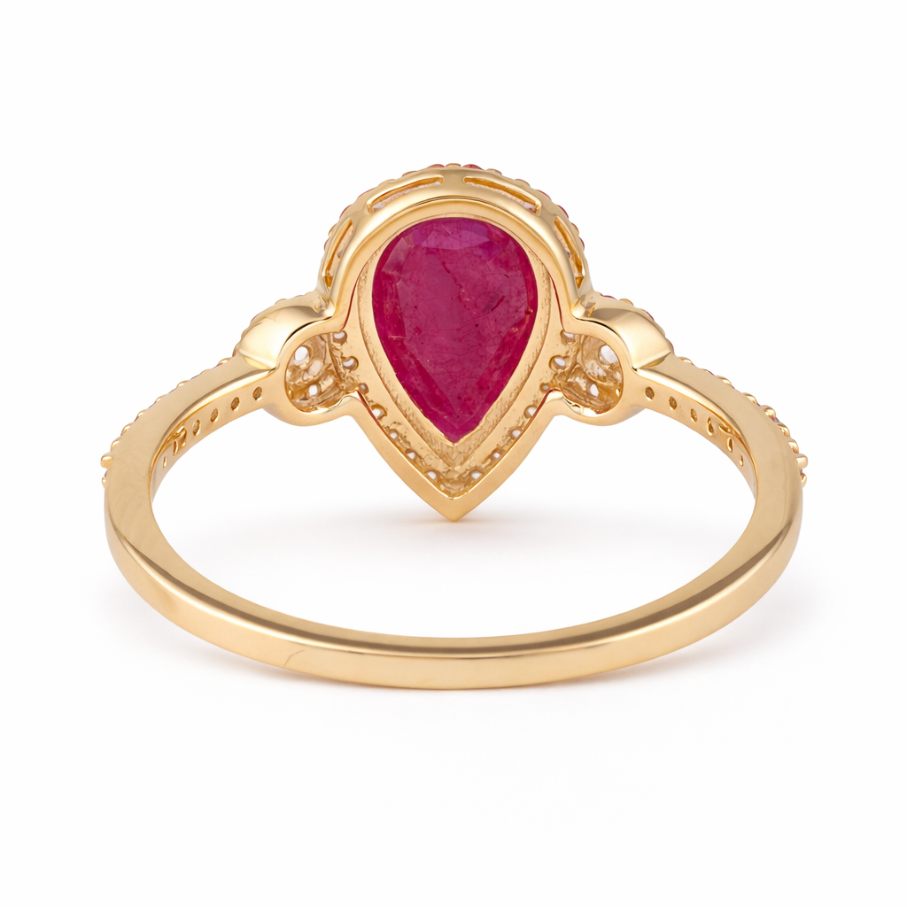 1.49 Ct Pear Ruby 9K Gold Ring