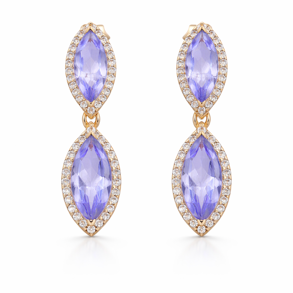 2.34 Ct Marquise Tanzanite 9K Gold Earrings