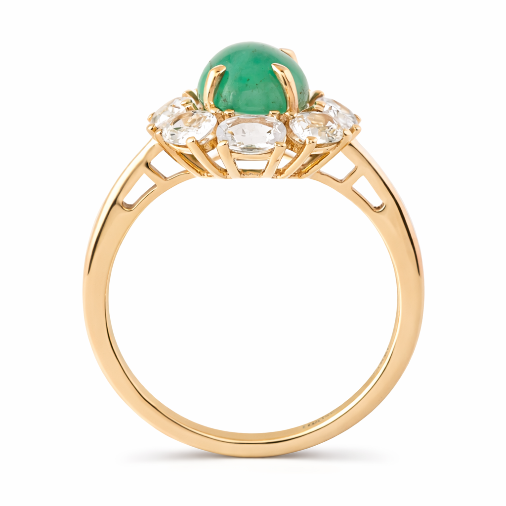 3.79 Ct Oval Emerald 9K Gold Ring