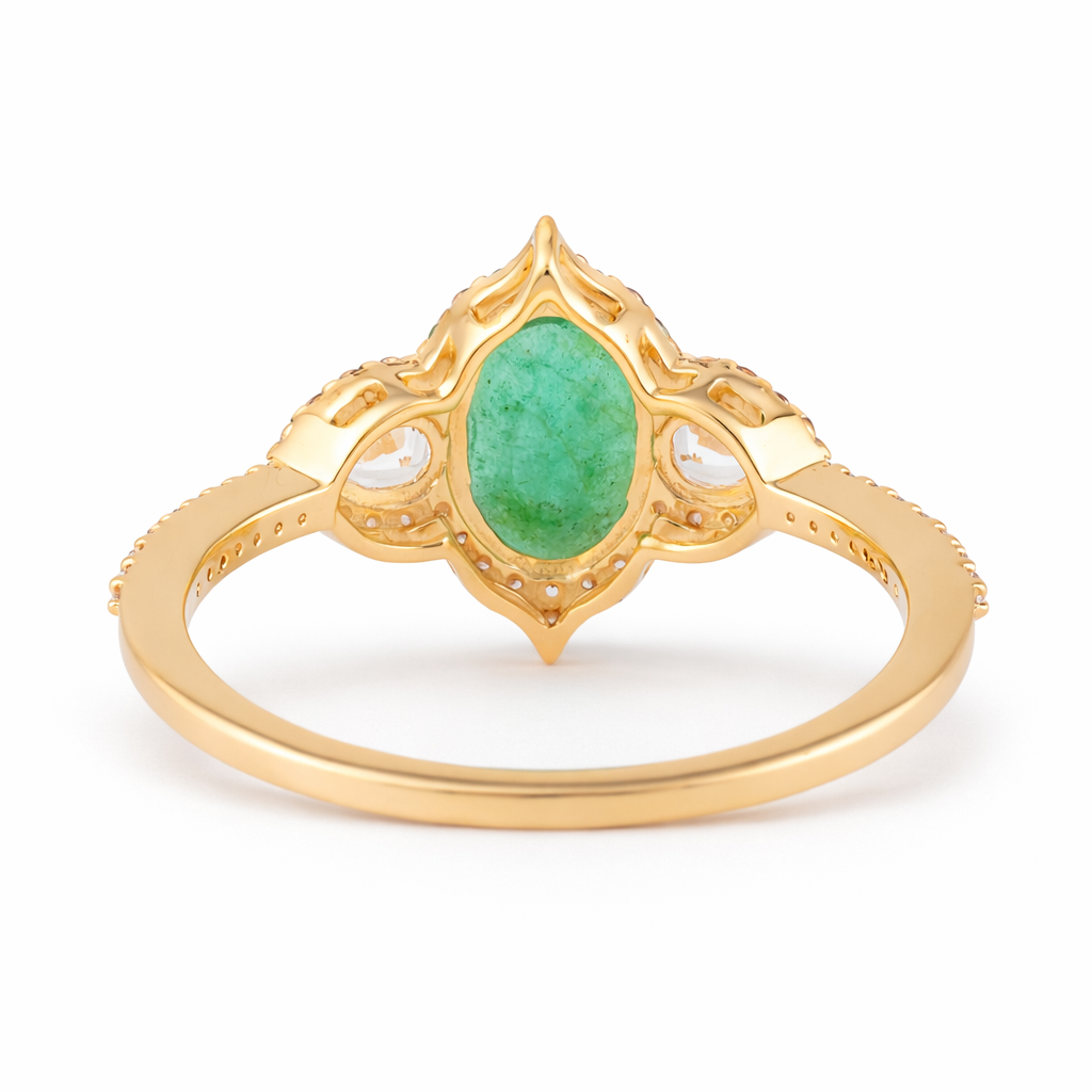 1.58 Ct Oval Emerald 9K Gold Ring