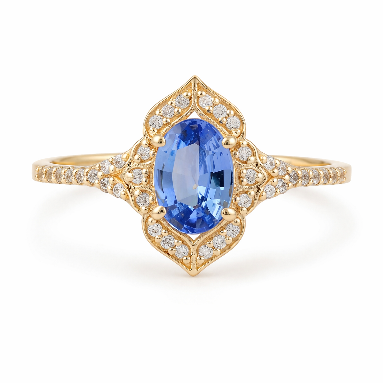 1.13 Ct Oval Sapphire 9K Gold Ring