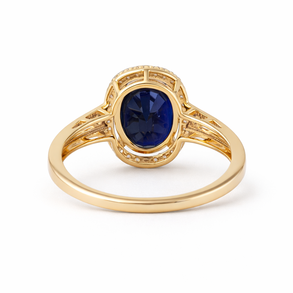 2.61 Ct Oval Sapphire 9K Gold Ring