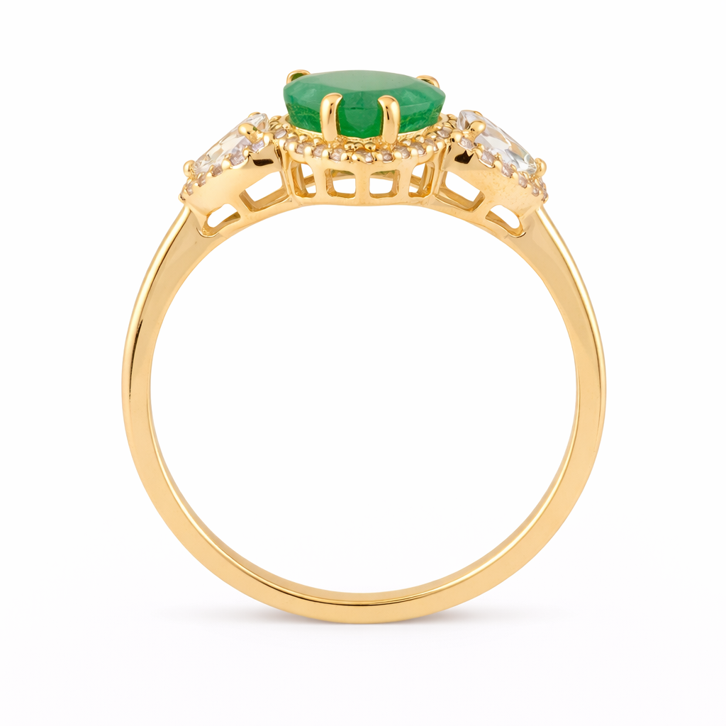 2.30 Ct Pear Emerald 9K Gold Ring