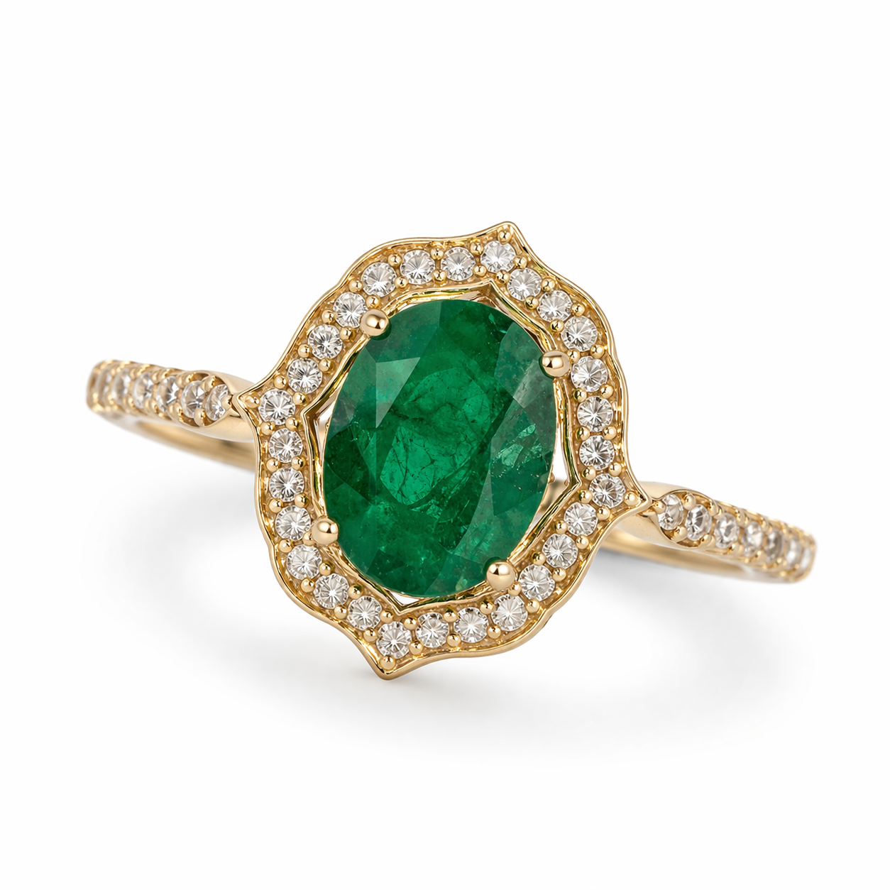 1.29 Ct Oval Emerald 9K Gold Ring