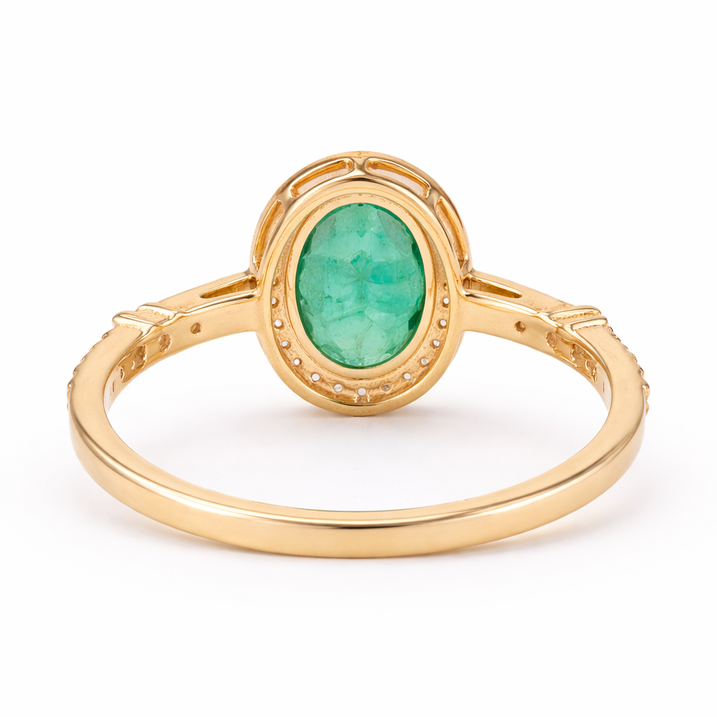 1.08 Ct Oval Emerald 9K Gold Ring