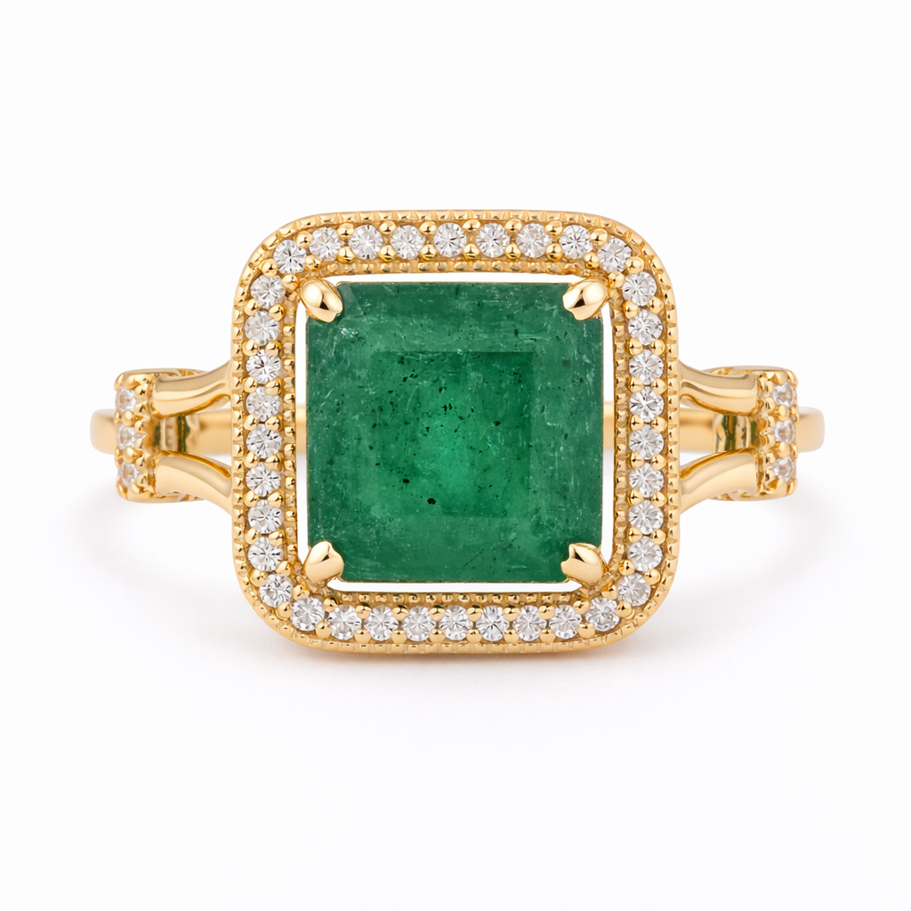 2.17 Ct Octagon Emerald 9K Gold Ring