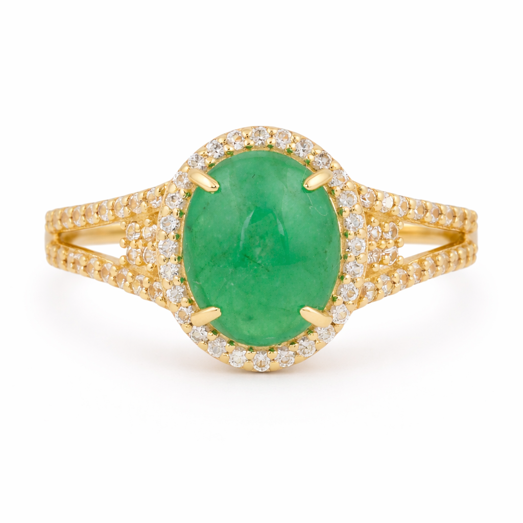 2.83 Ct Oval Emerald 9K Gold Ring