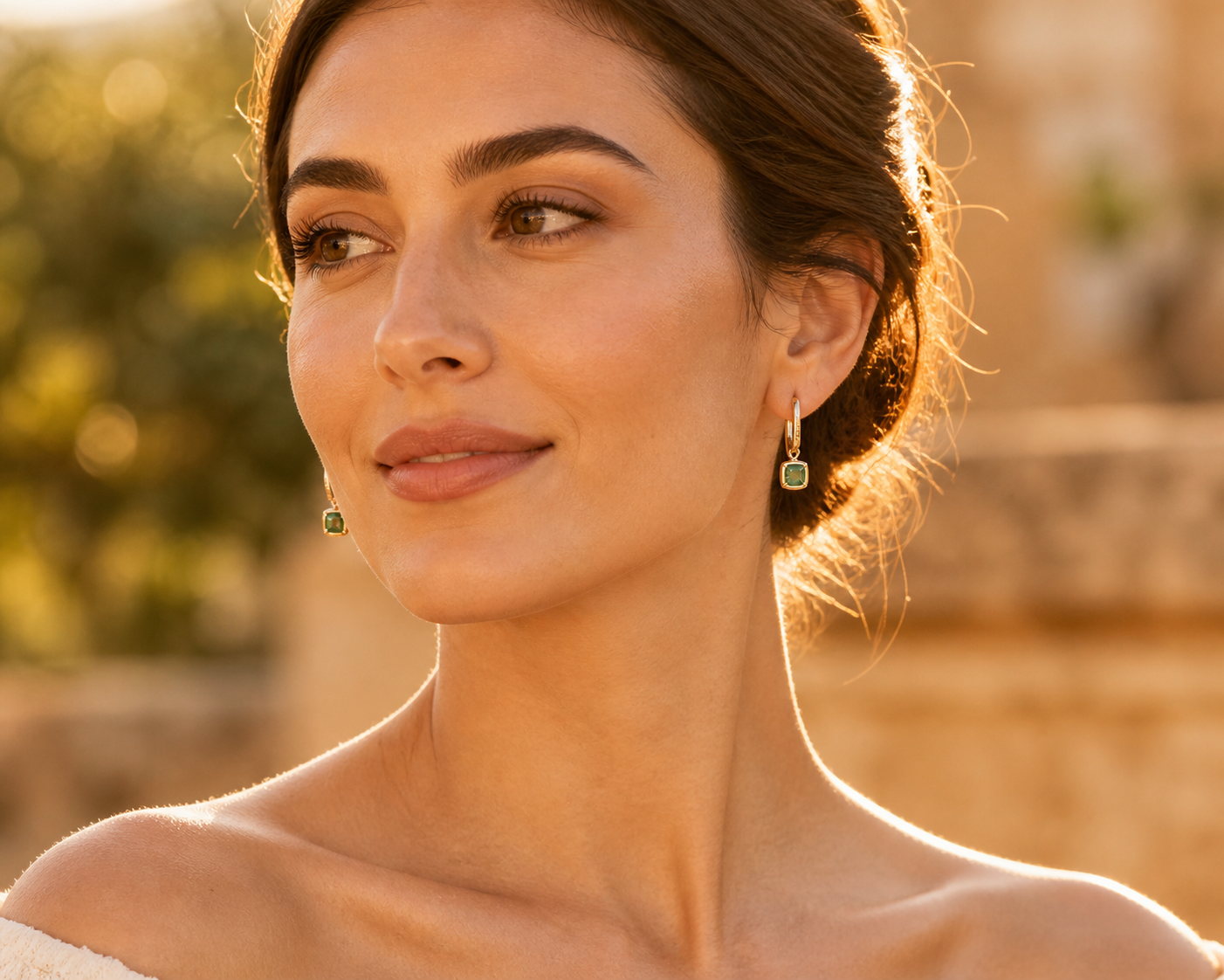 2.10 Ct Cushion Emerald 9K Gold Earrings