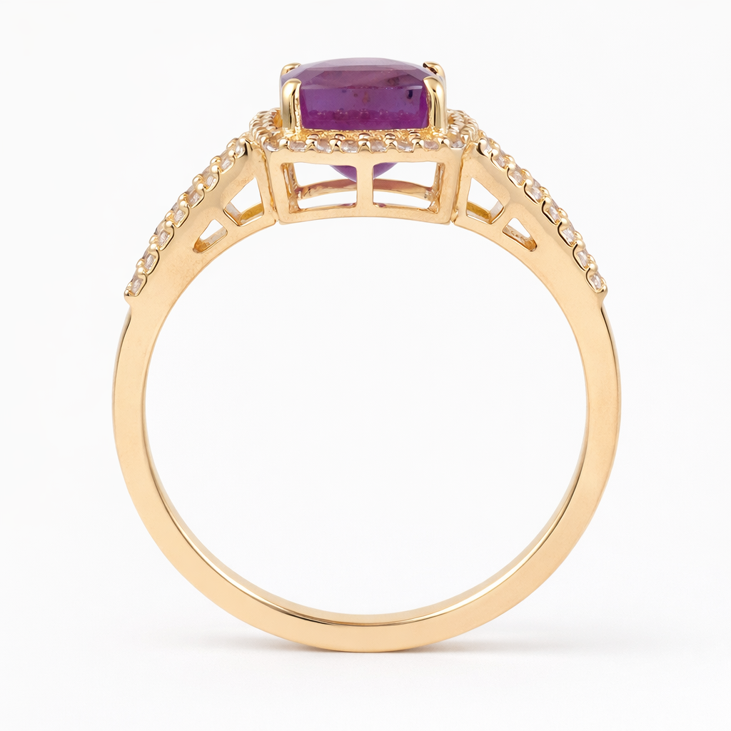 2.15 Ct Cushion Fancy Sapphire 9K Gold Ring