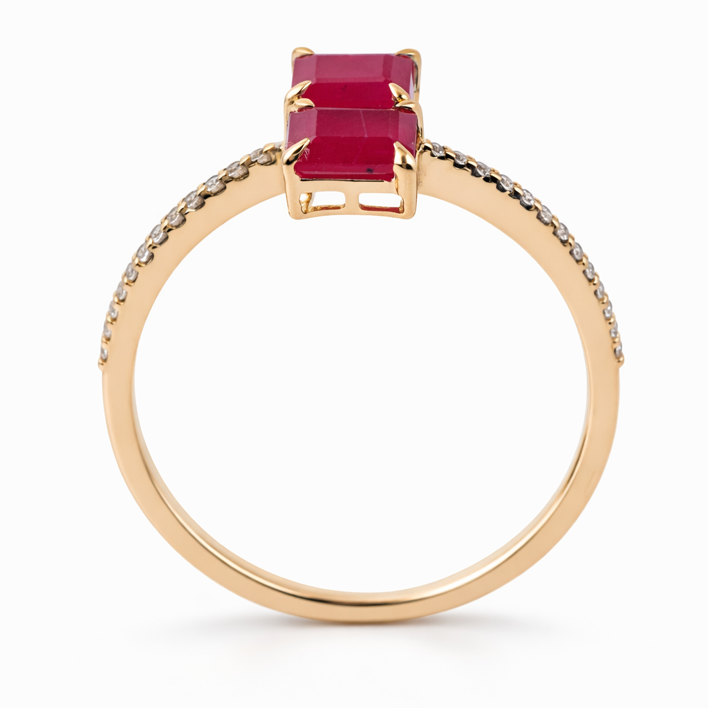 1.35 Ct Octagon Ruby 9K Gold Ring